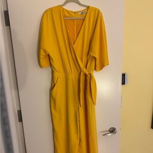 Trina Turk Yellow Wrap Jumpsuit